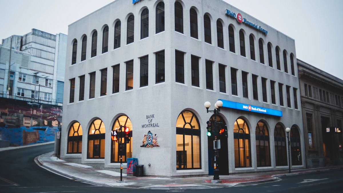 Community bank building representing the Coinbase and Moov stablecoin payments partnership