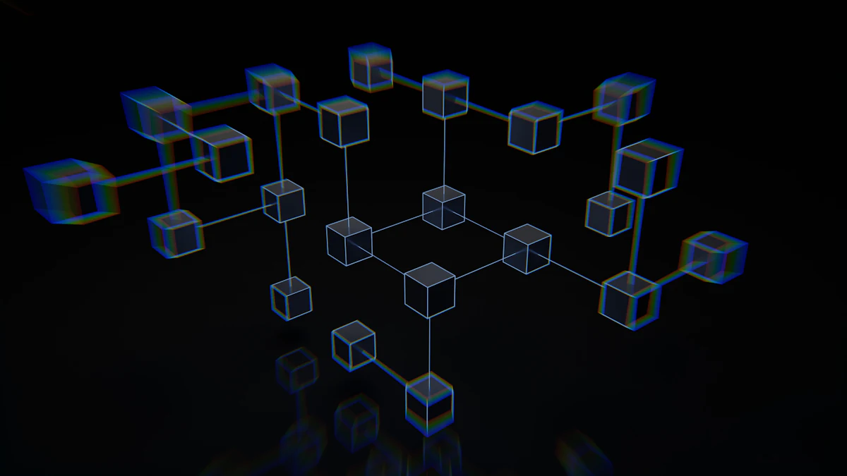 Abstract blue blockchain network representing cryptocurrency transaction infrastructure