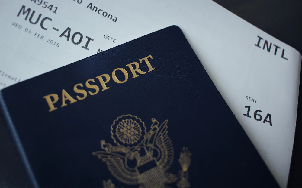 Passport booklet on a desk, illustrating identity-document privacy
