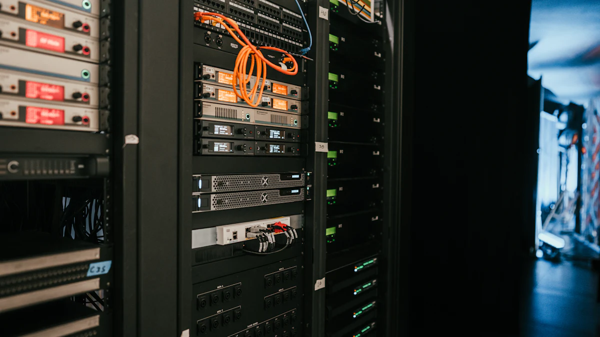 Blue-lit server racks representing Solana network infrastructure