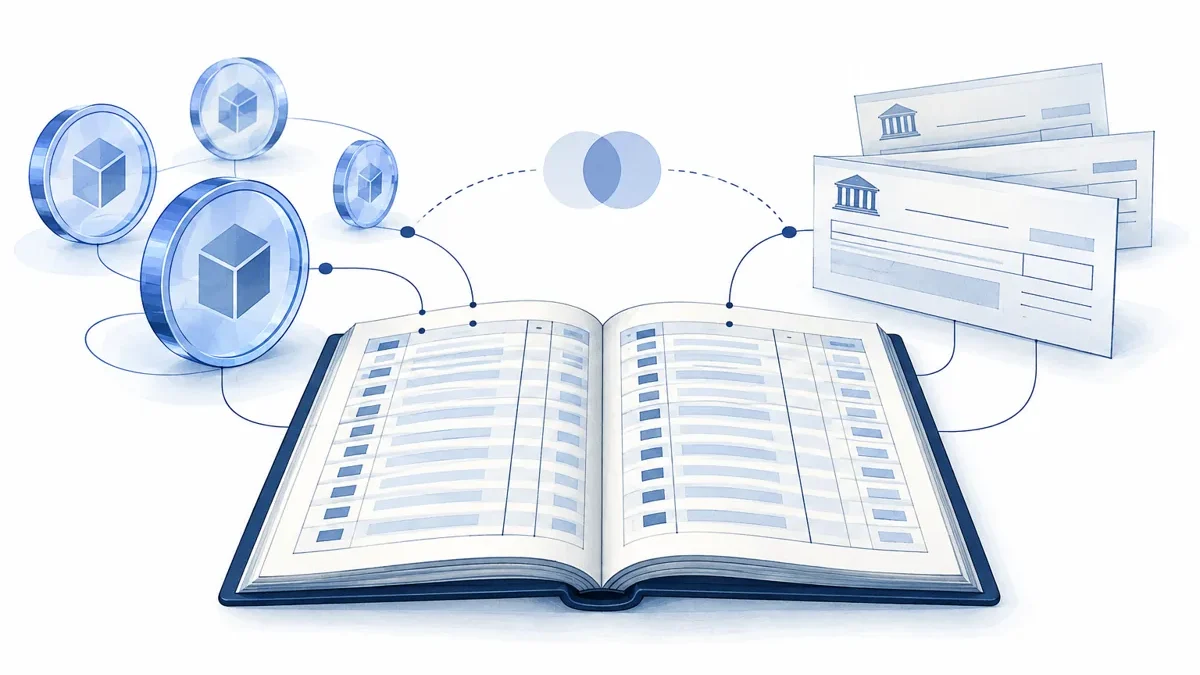 A statistical ledger connects digital tokens and bank deposit records