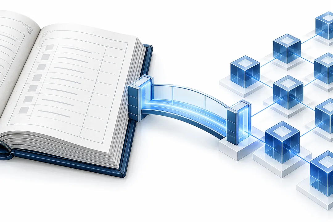 Paper securities registry connecting to blue onchain settlement rails